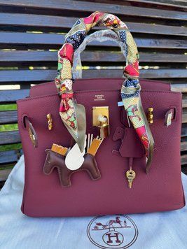Шкіряна сумка Hermes Birkin, 30 см, бордова 2600 фото