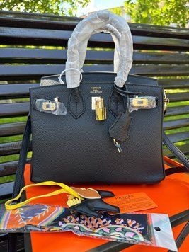 Шкіряна сумка Hermes Birkin 25 см, чорна 2602 фото