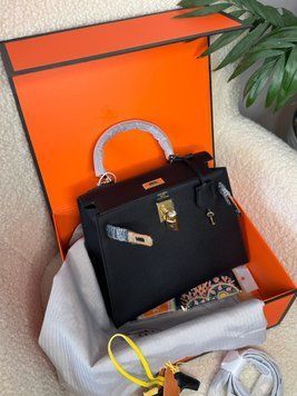 Стильна шкіряна сумка, чорна, 28 см  2621 фото